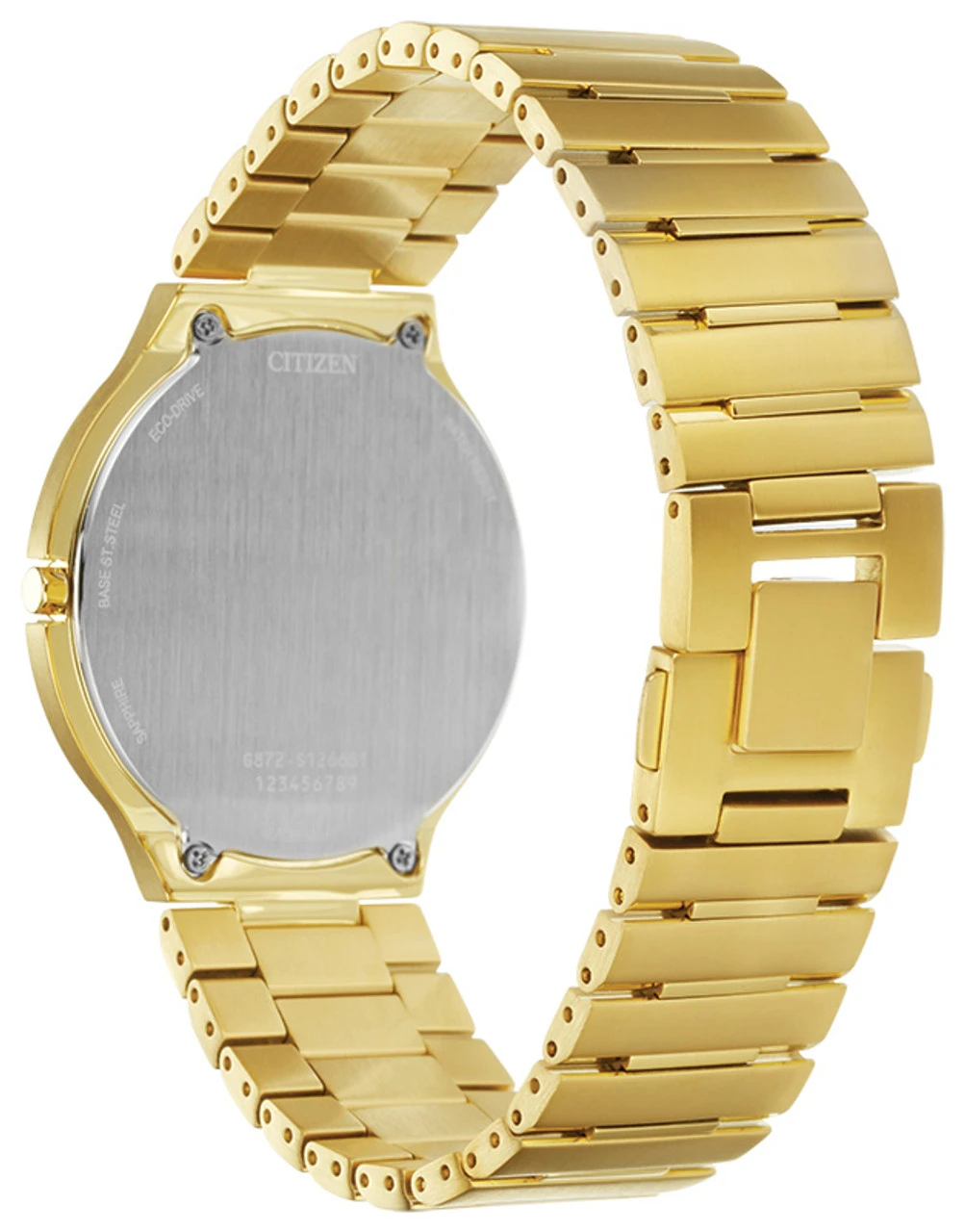Citizen Eco Drive Unisex Stiletto Gold-Tone Stainless Steel Watch AR3112-57E - Image 3