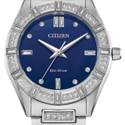 Citizen Eco Drive Women's Silhouette Crystal Blue Dial Watch EM1020-57L