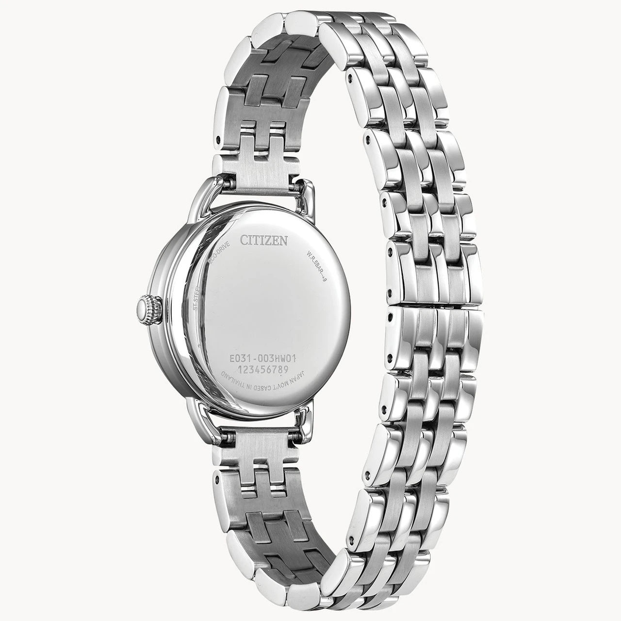 Eco Drive Women's Classic Coin Edge Silver-Tone Dial, Stainless Steel Watch Bracelet EM1050-56A | Citizen - Image 3