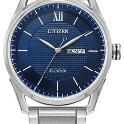 Citizen Men's Eco Drive Classic Watch, Blue Dial, Silver-Tone Stainless Steel, AW0081-54L